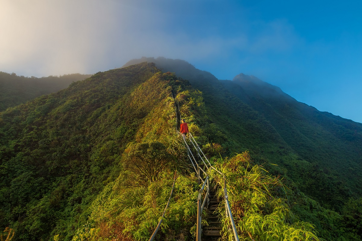 Girl enjoying a mountain trail experience