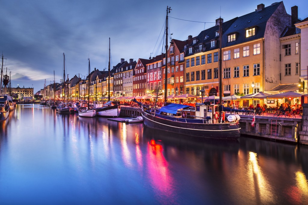View of the channel and Nyhavn street in Copenhagen